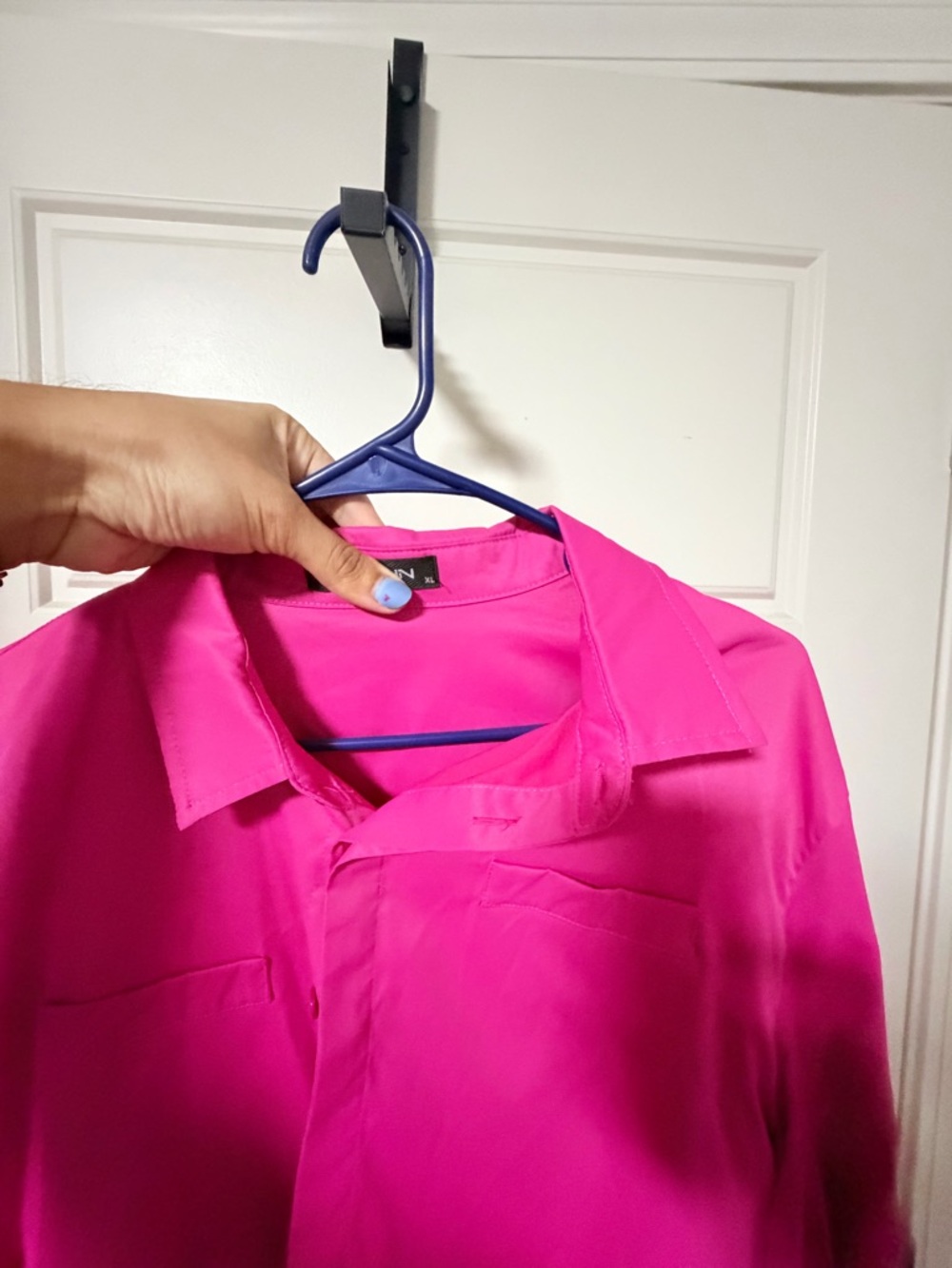 Bright Pink Long Sleeve Blouse - Picture 5 of 6